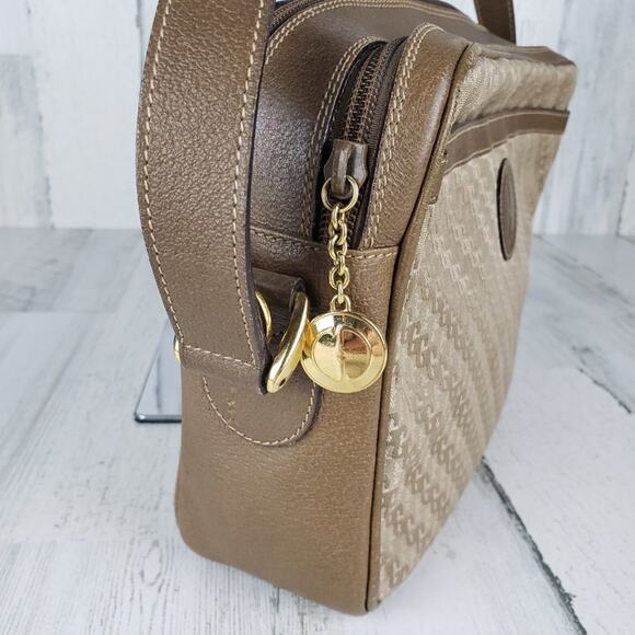 Gucci Brown Canvas Jacquard & Leather Shoulder Bag Retro Print Camera Bag